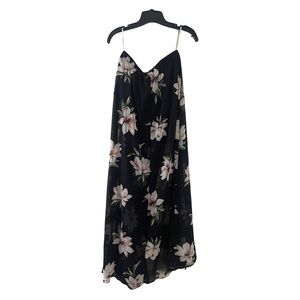 Le Vintage 86 Black Flowy Floral Maxi Skirt- Size Small
